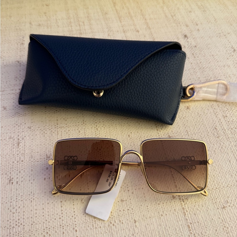 Loewe Gold Metal Rectangular Sunglasses